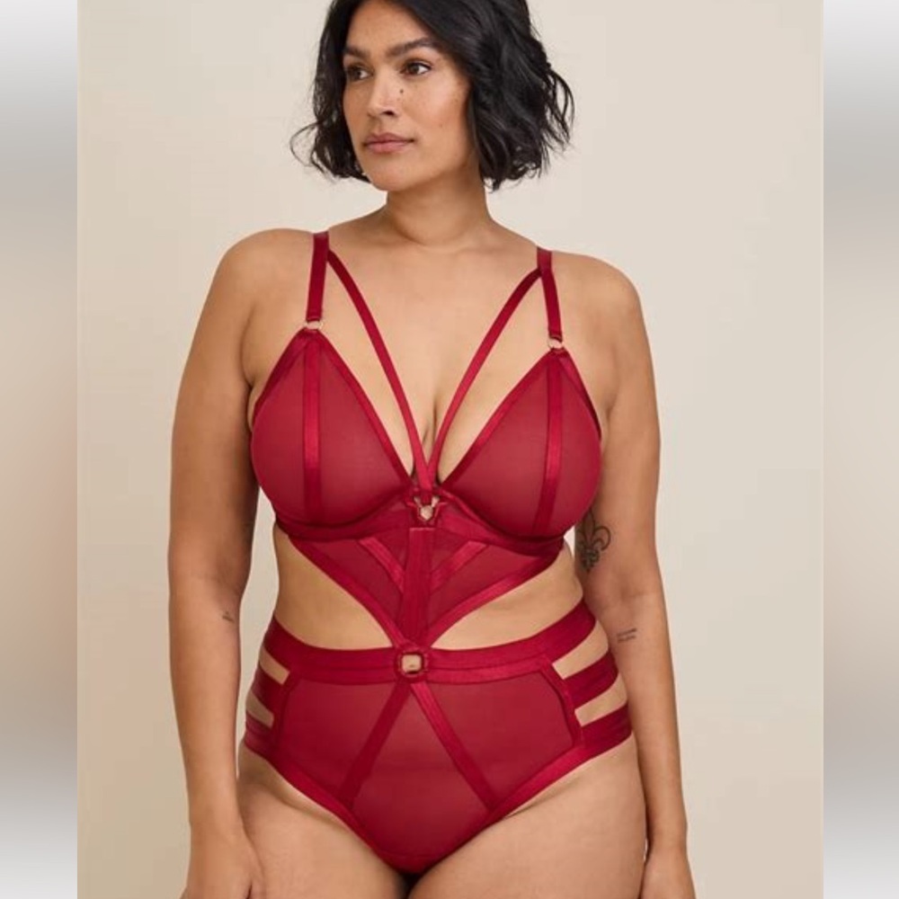 Torrid Red Mesh Strappy Lingerie
